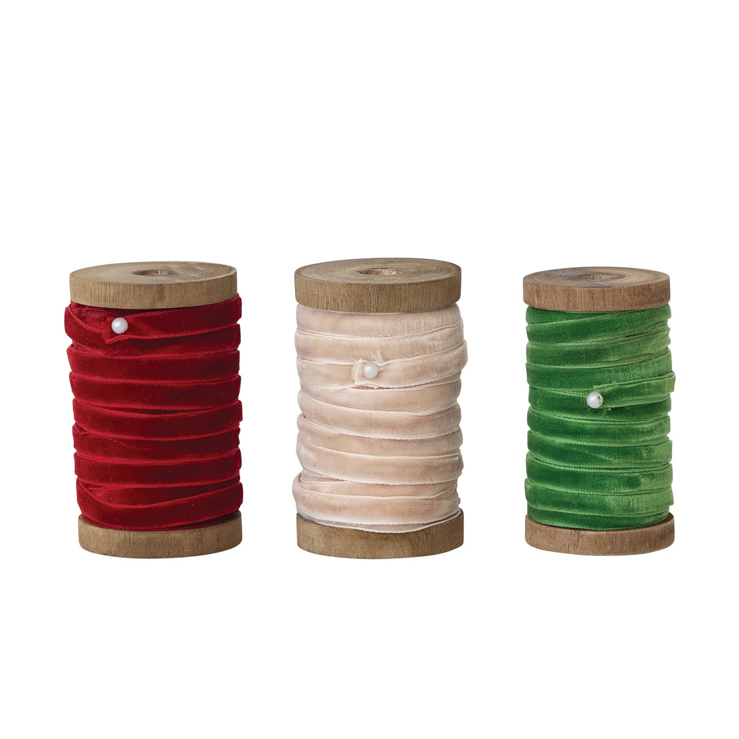 Velvet Ribbon on Wood Spools