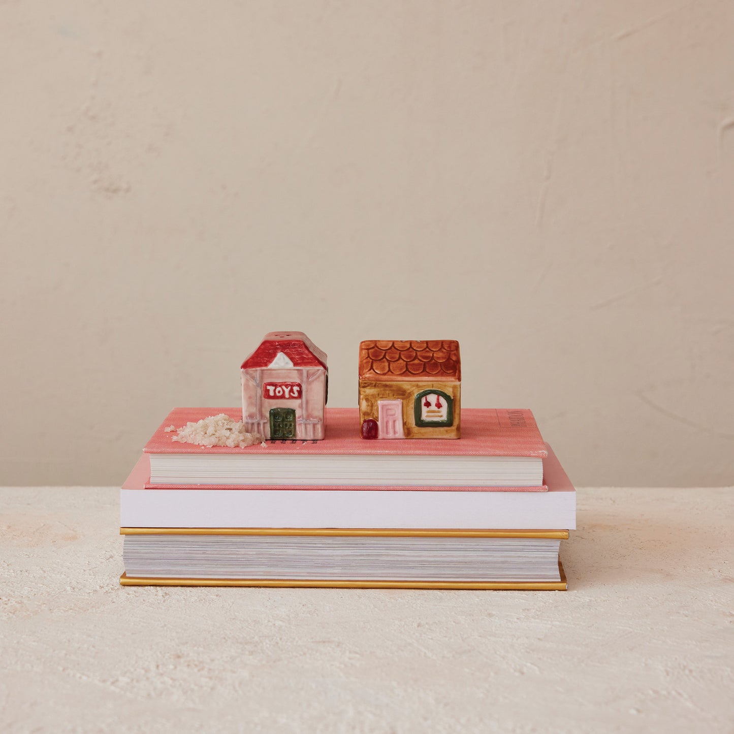 Stoneware House Shaped Salt & Pepper Shakers