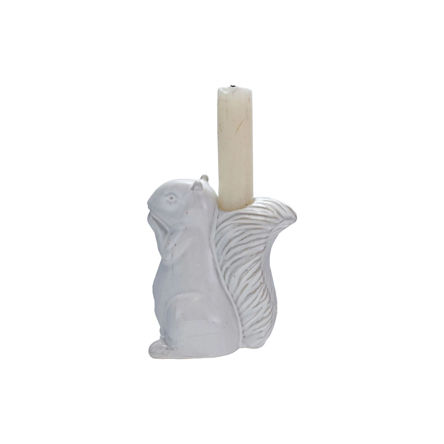 Stoneware Squirrel Taper Candle Holder