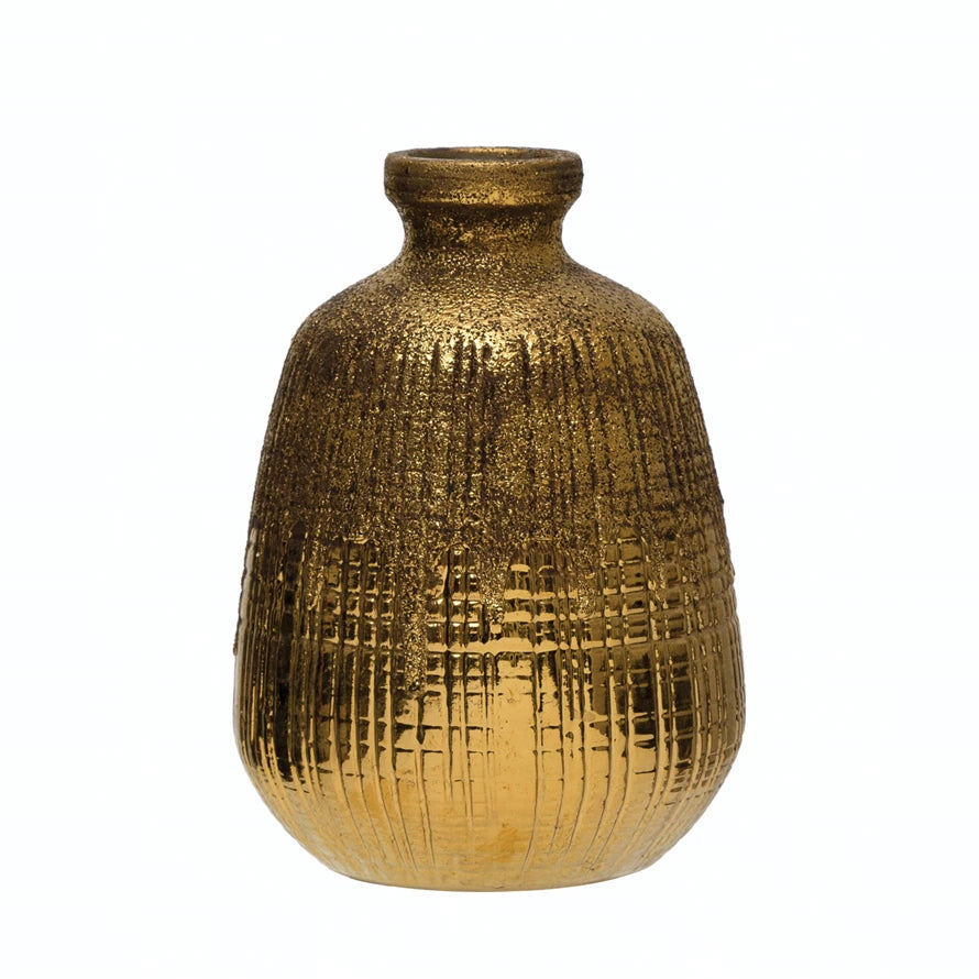 Textured Gold Terra-cotta Vase