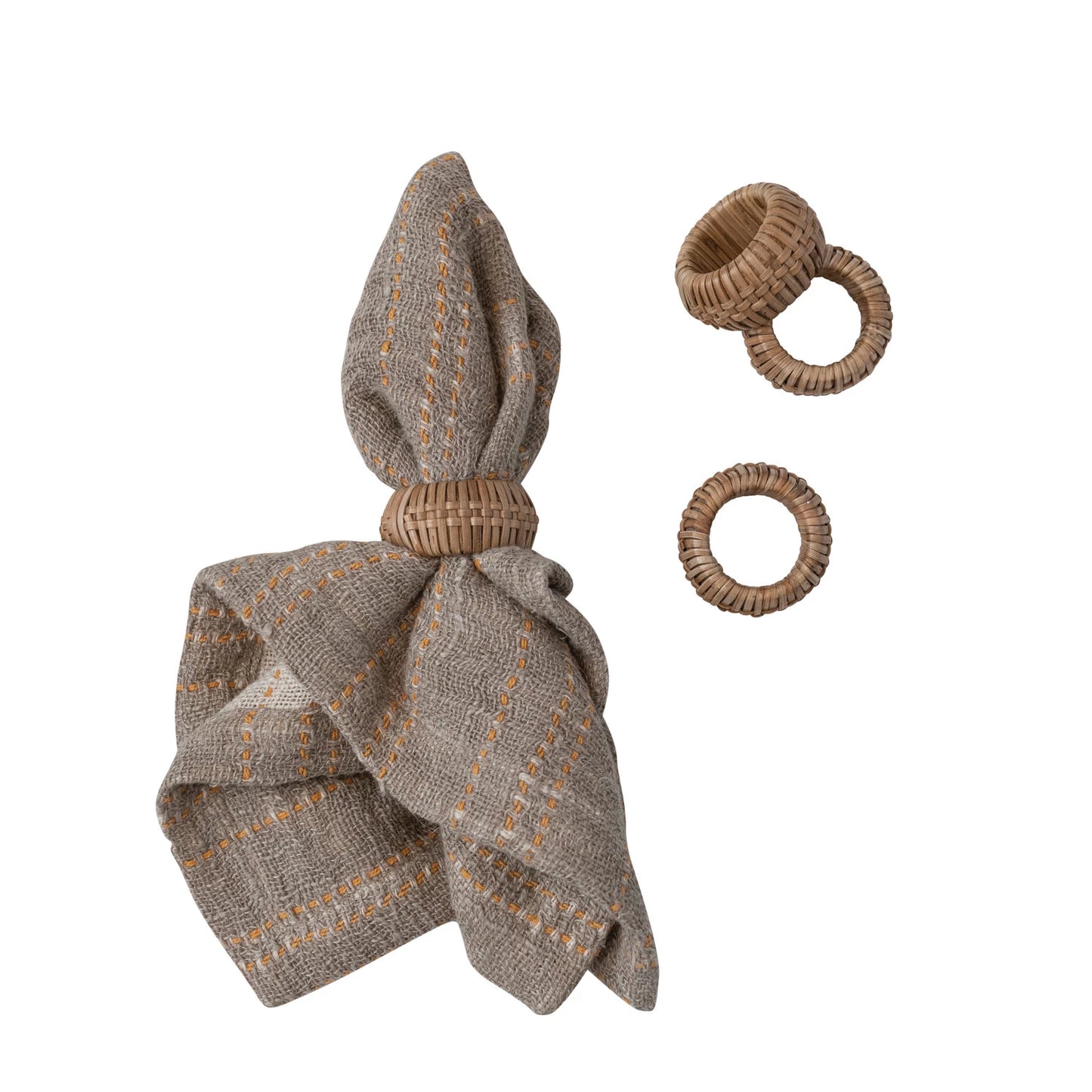 Hand-Woven Rattan Napkin Rings Set