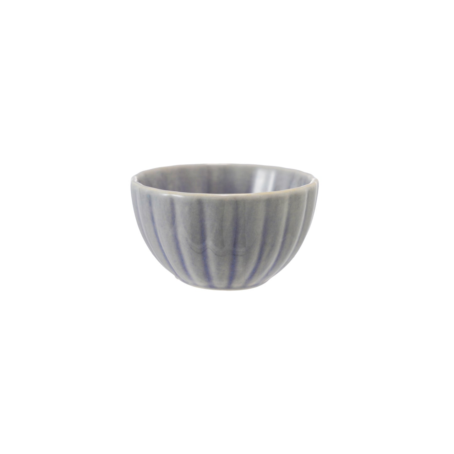Stoneware Ribbed Bowl, Reactive Glaze, Light Blue (Each One Will Vary)