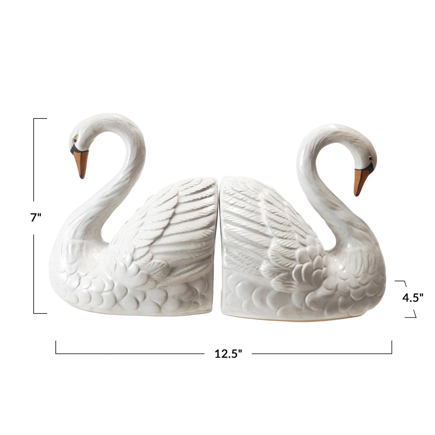 Stoneware Swan Bookends