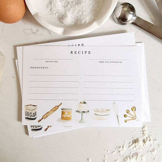 Watercolor Baking Recipe Cards