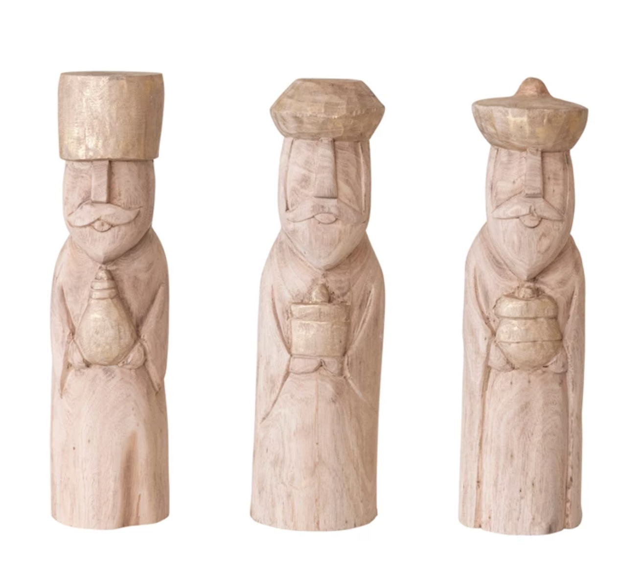 Hand Carved Wood Wise Men Set