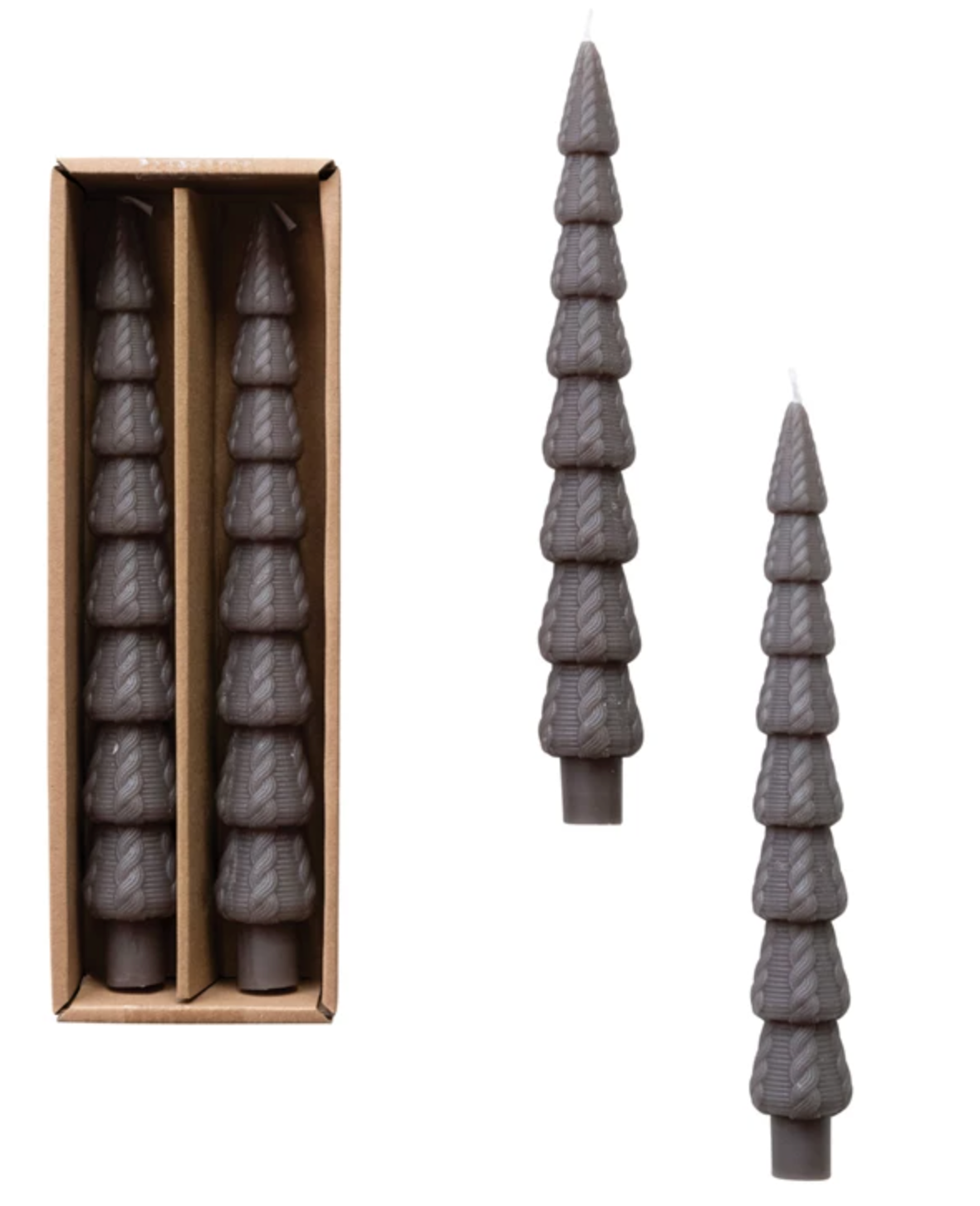 Unscented Cable Knit Tree Shaped Taper Candle