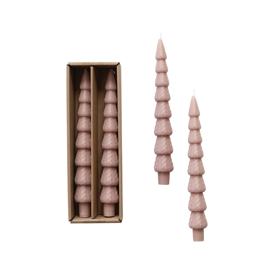 Unscented Cable Knit Tree Shaped Taper Candle