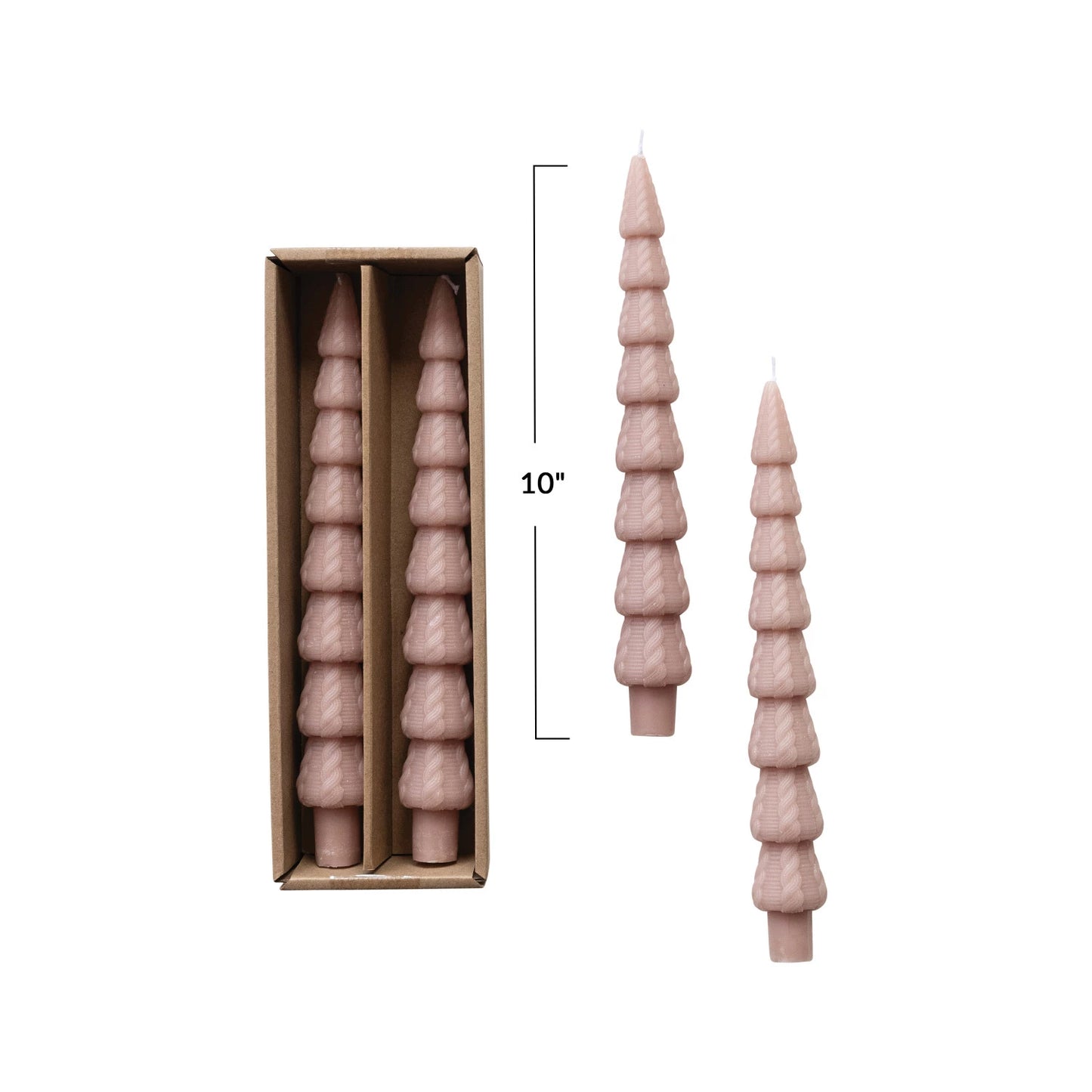 Unscented Cable Knit Tree Shaped Taper Candle