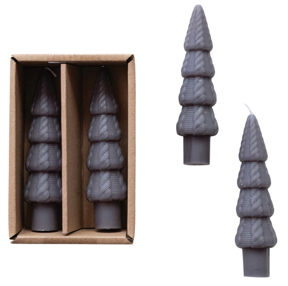 Unscented Cable Knit Tree Shaped Taper Candle