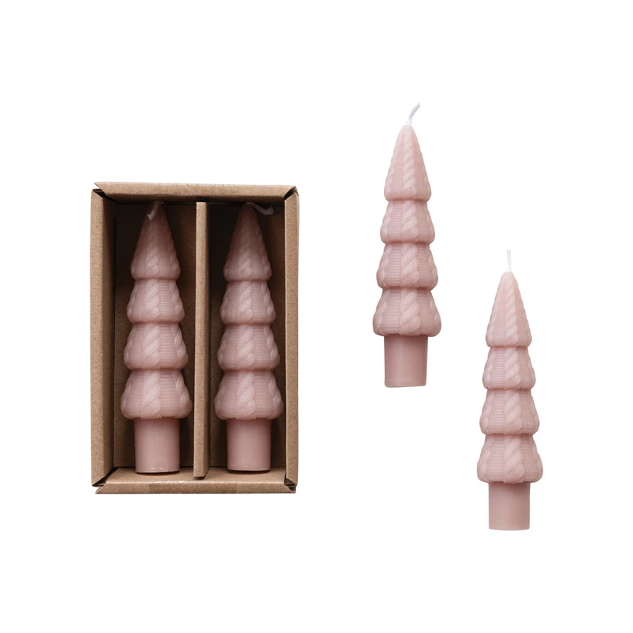 Unscented Cable Knit Tree Shaped Taper Candle
