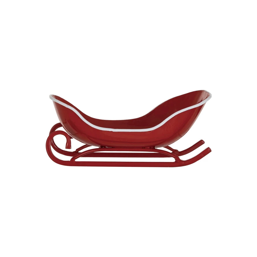 Metal Red & White Sleigh