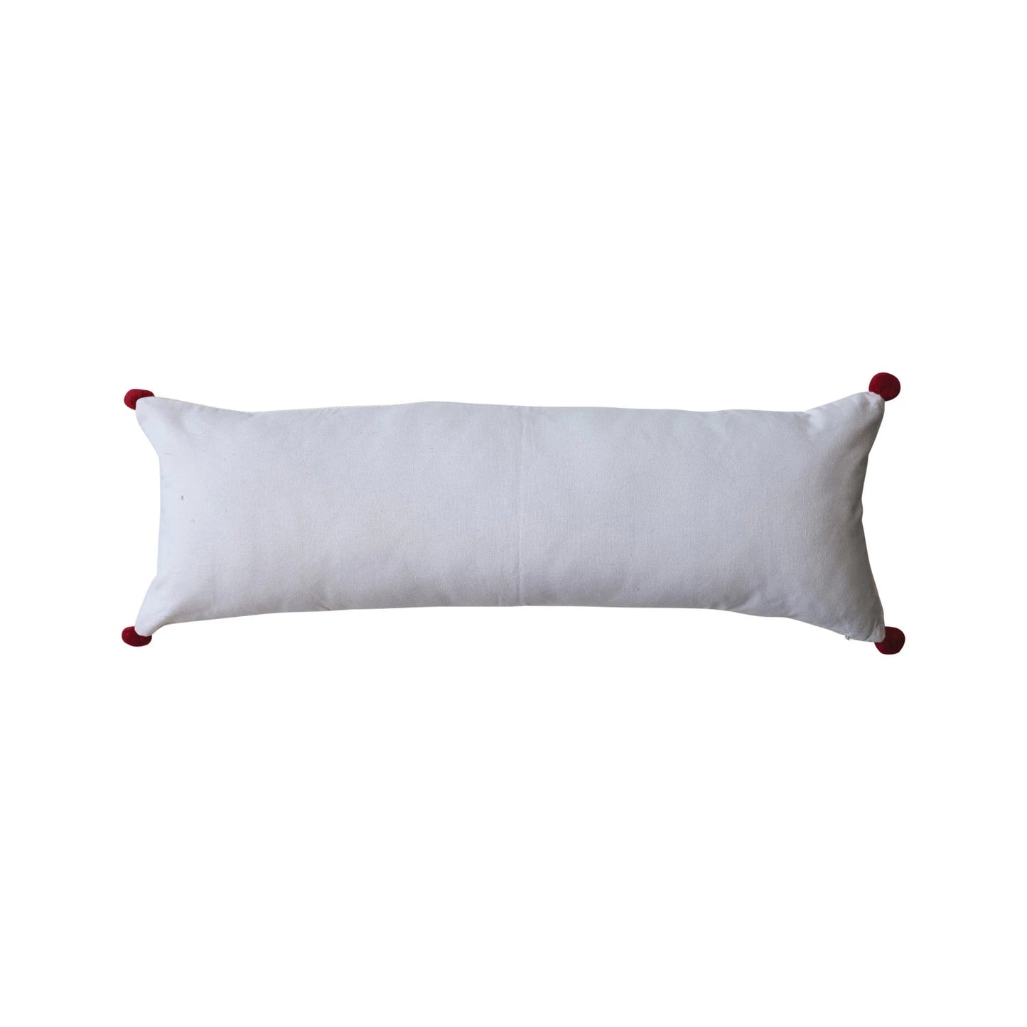 Woven Cotton Lumbar Pillow w/ Appliqued "Merry"
