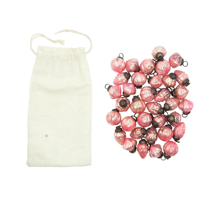 Mini Mercury Glass Ornaments in Muslin Bag
