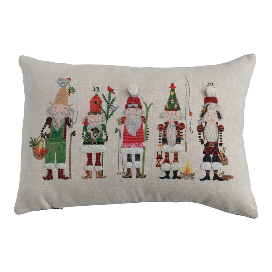 Embroidered Nutcracker Pillow