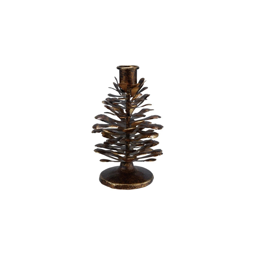 Medium Metal Pinecone Shaped Taper Holder