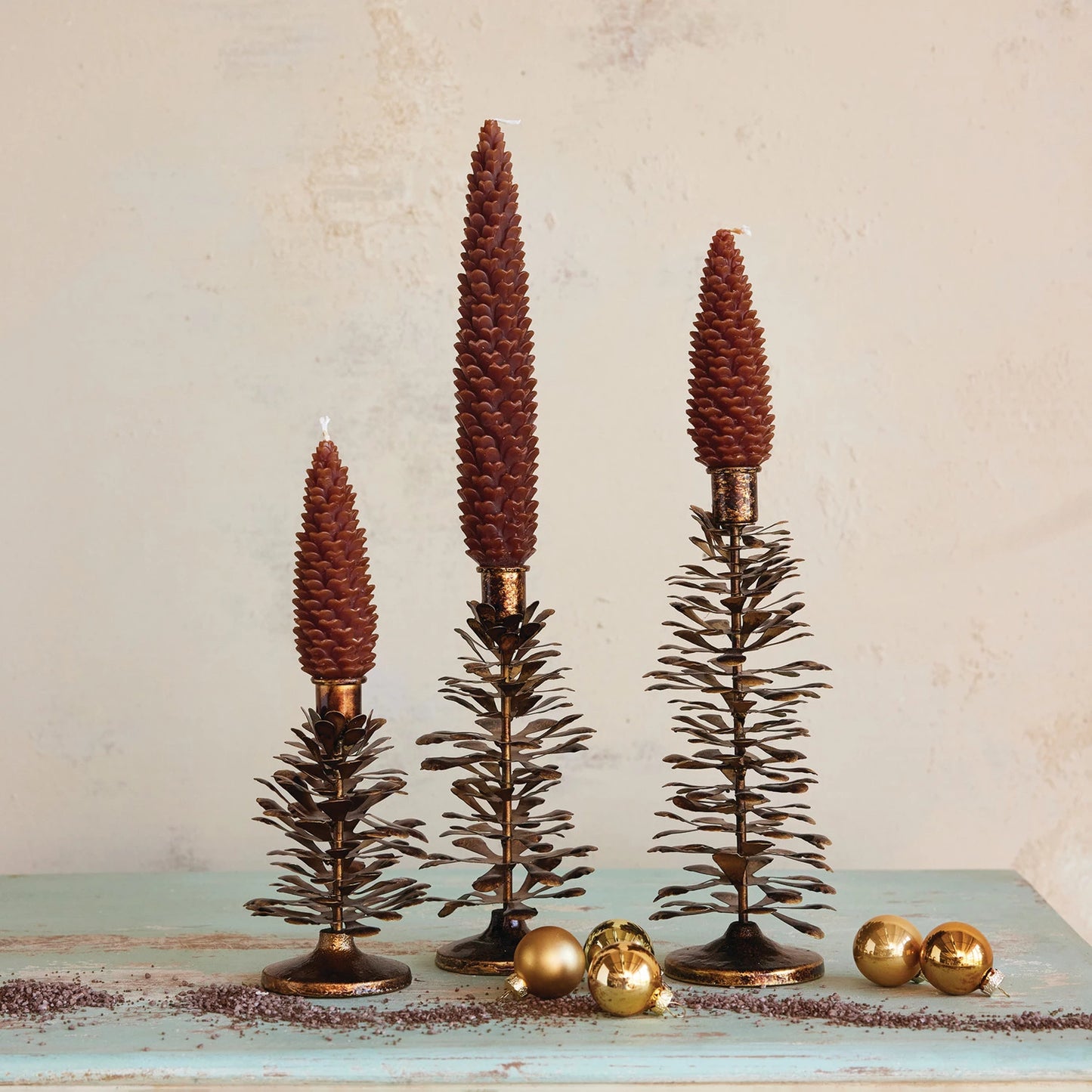 Extra Large Metal Pinecone Shaped Taper Holder
