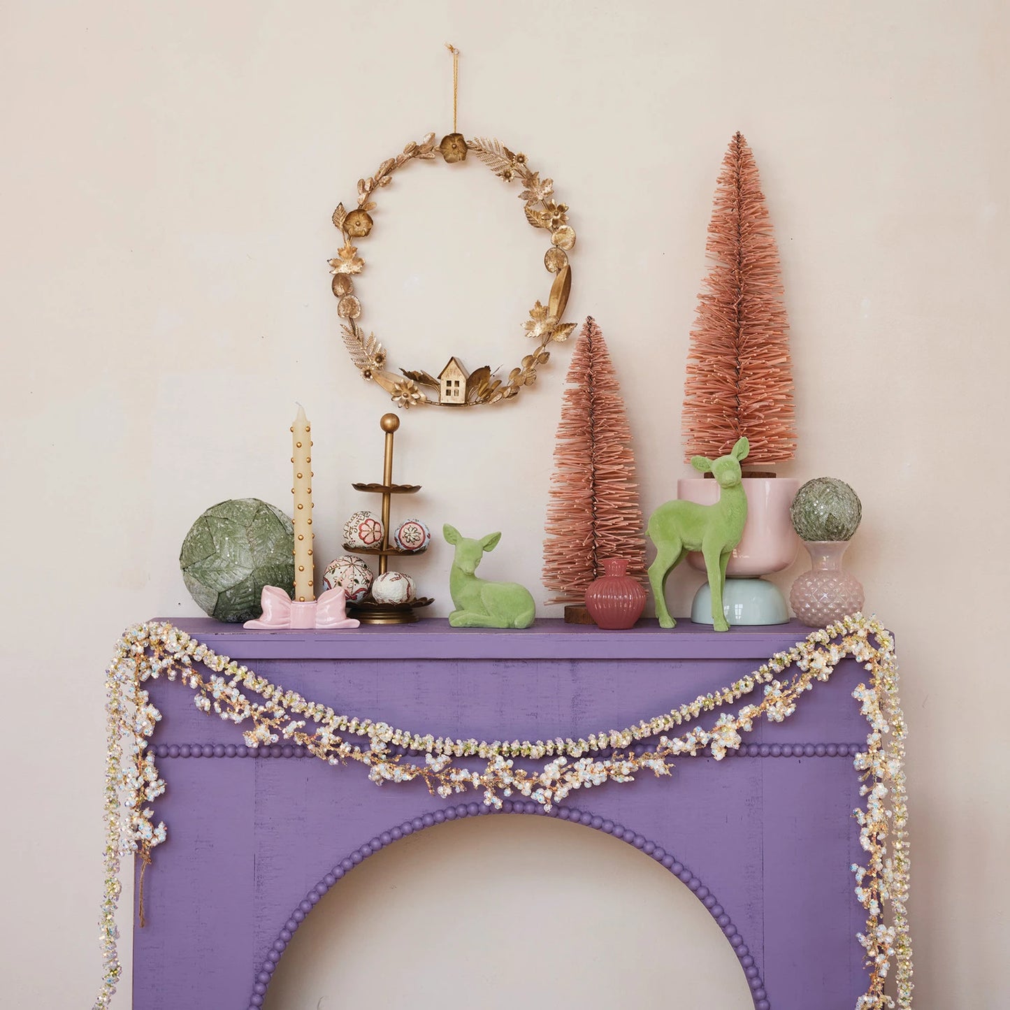 Foam Ball Garland with Iridescent Glitter