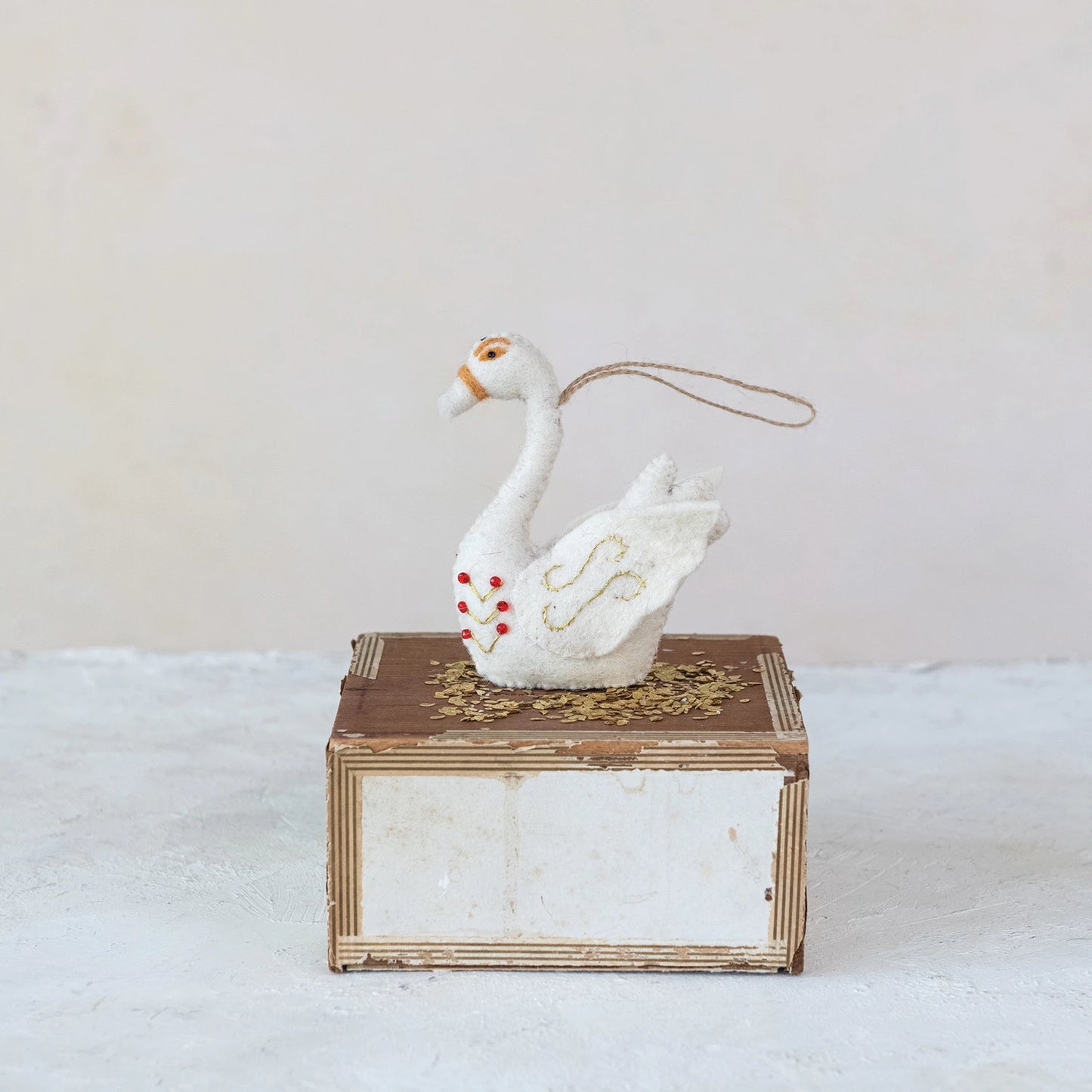 Handmade Wool Felt Swan Ornament