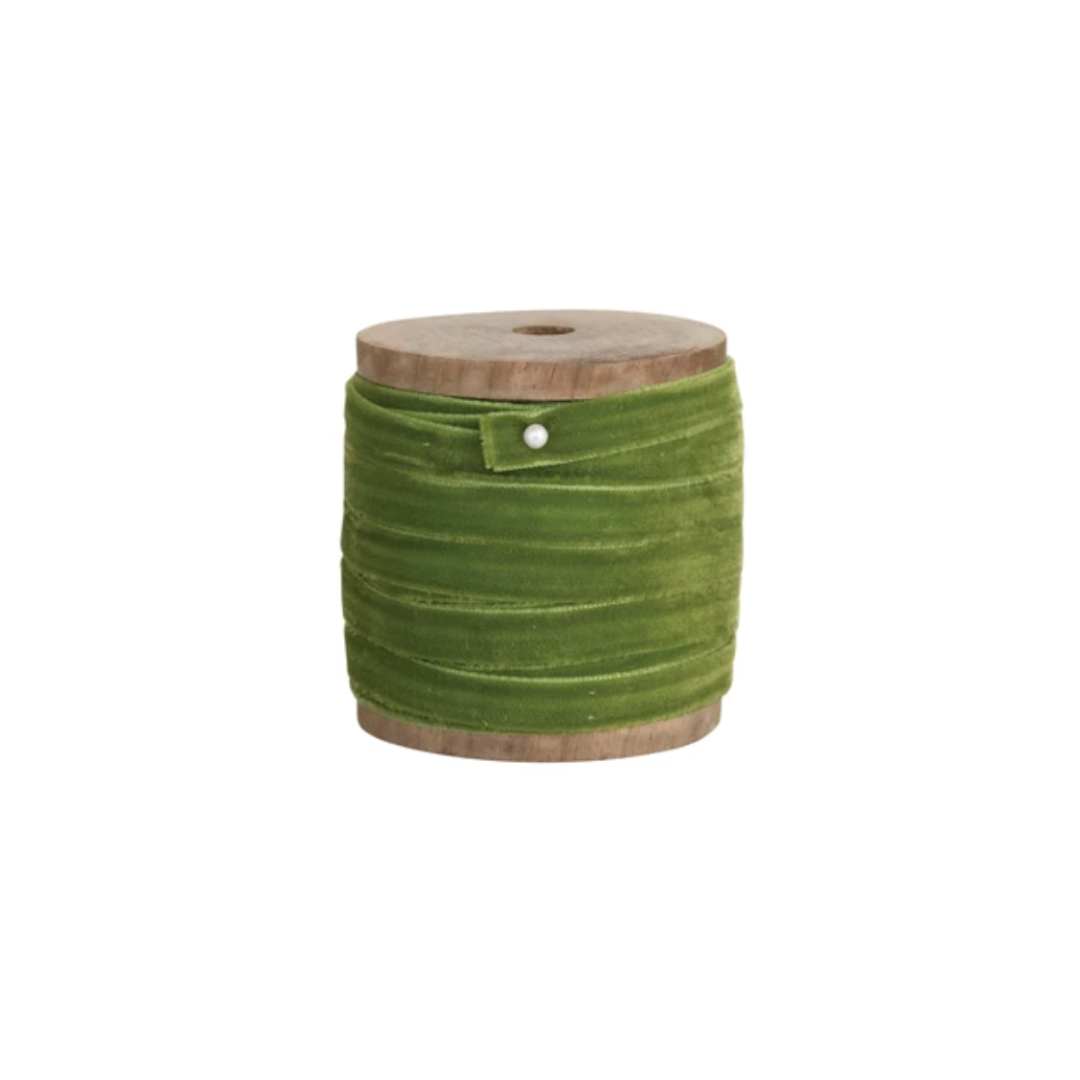 Velvet Ribbon on Wood Spools