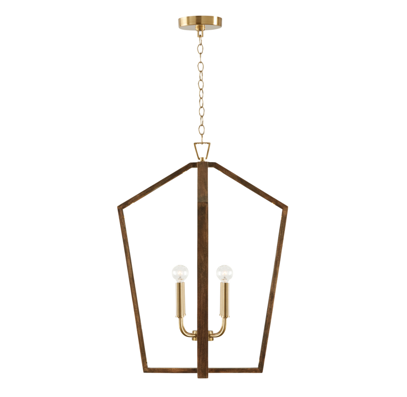 Liam 4 Light Wood & Brass Pendant