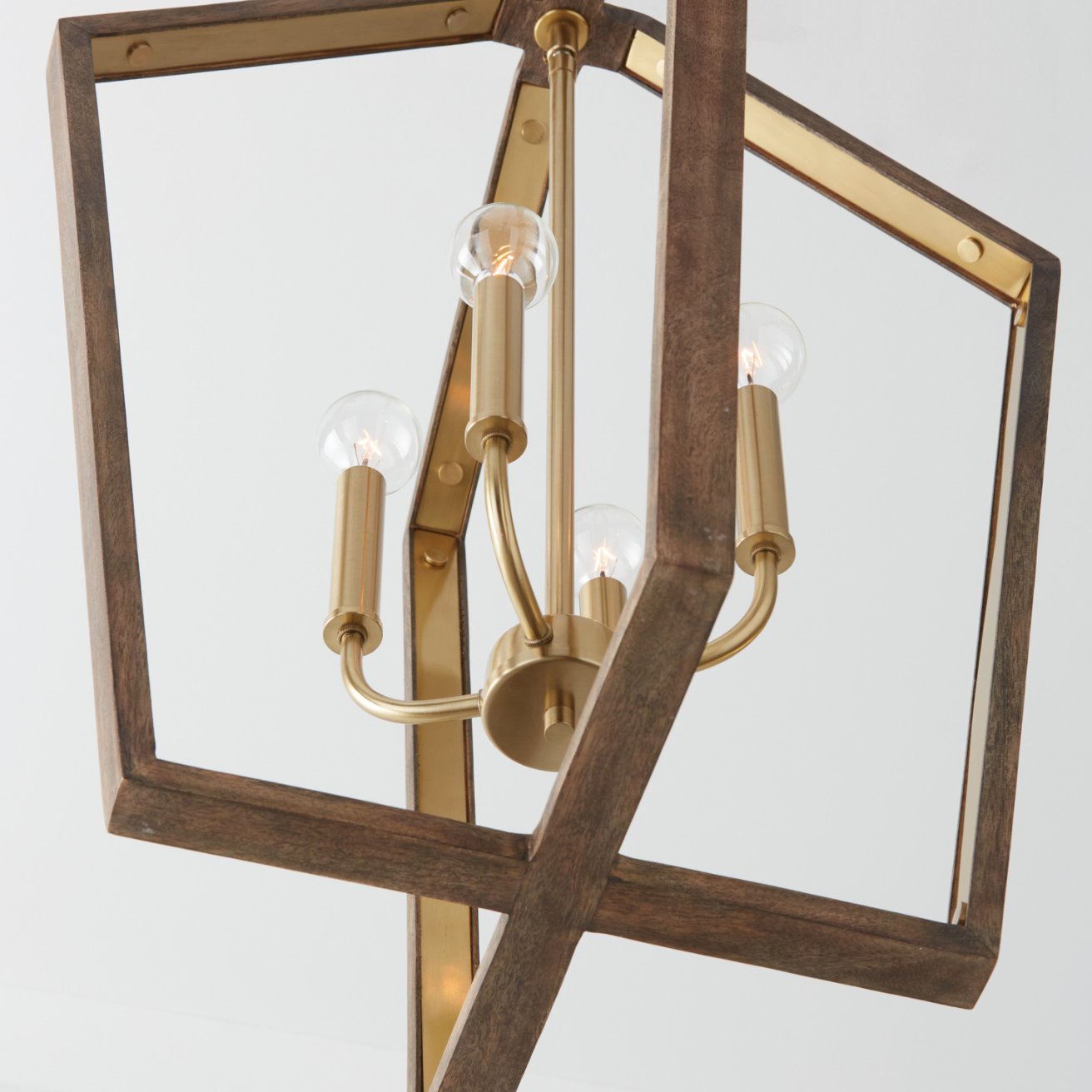 Liam 4 Light Wood & Brass Pendant