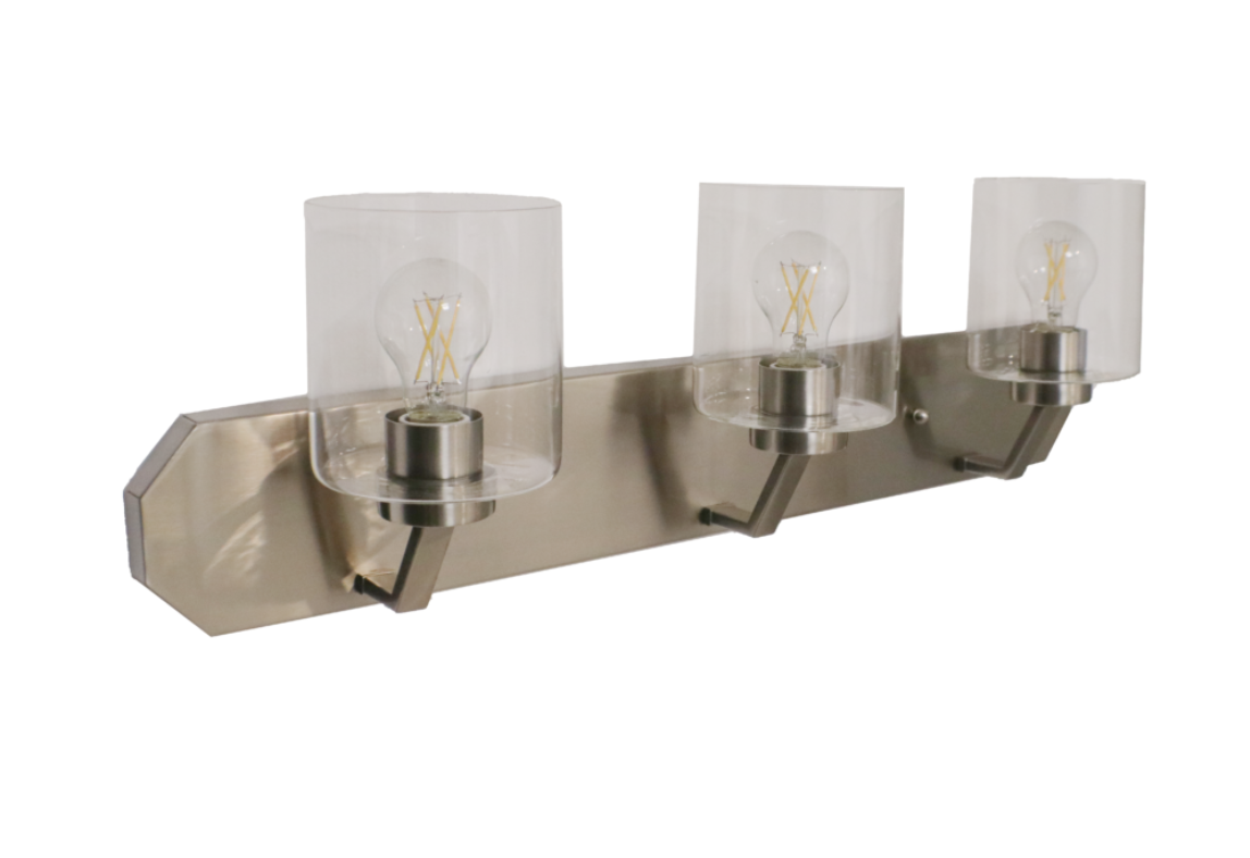 Piper Nickel & Clear Vanity Light