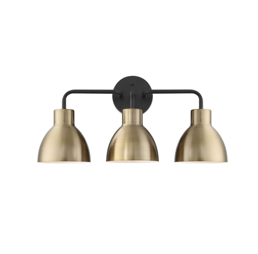 Naomi Matte Black & Brass Vanity Light