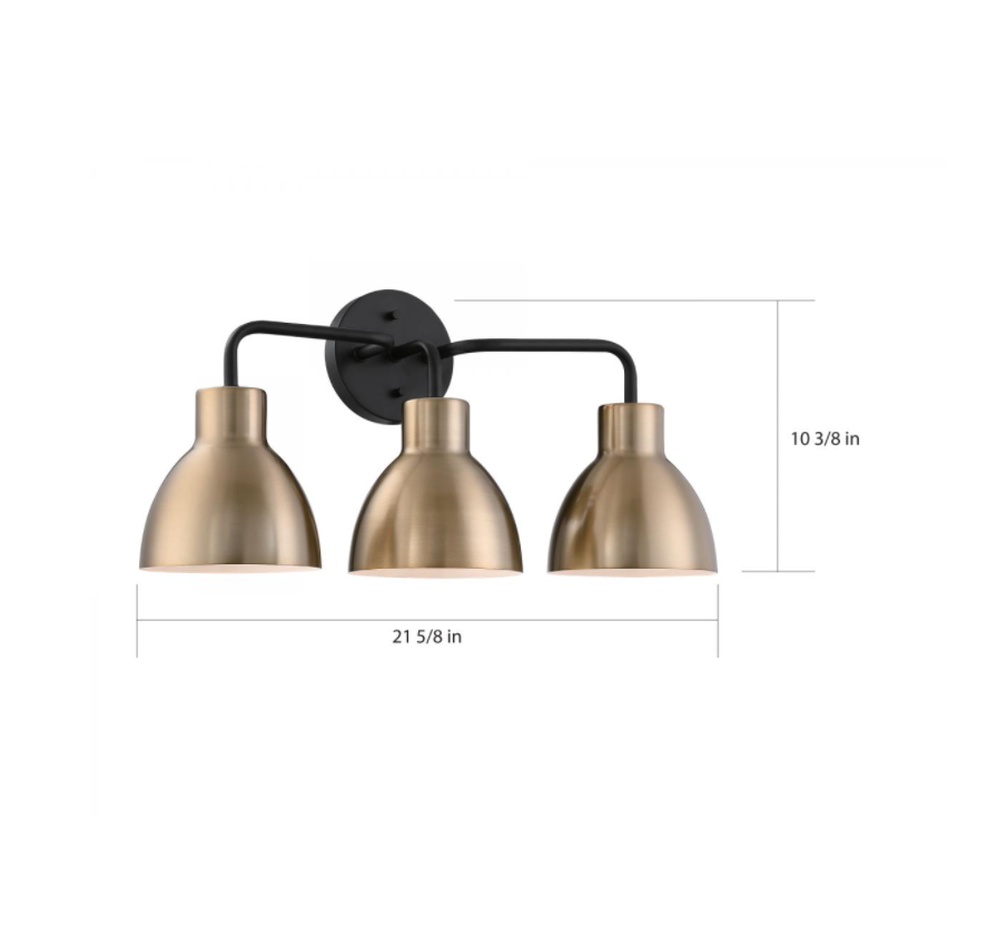 Naomi Matte Black & Brass Vanity Light