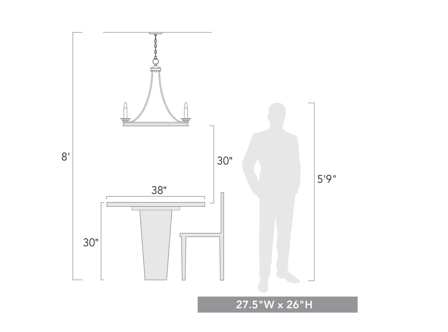 Dano 5 Light Black Chandelier