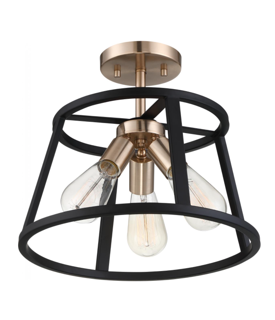 Cassie Copper Brass & Black Semi Flush Mount