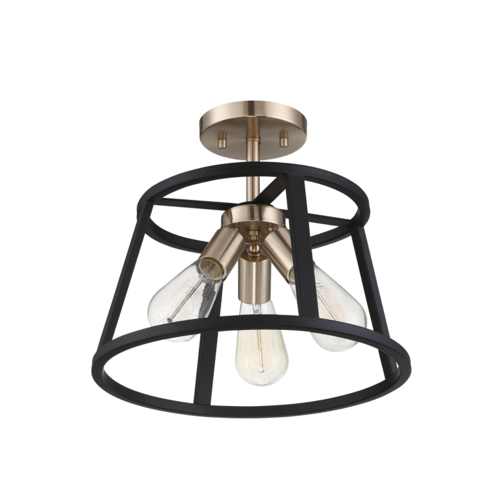 Cassie Copper Brass & Black Semi Flush Mount