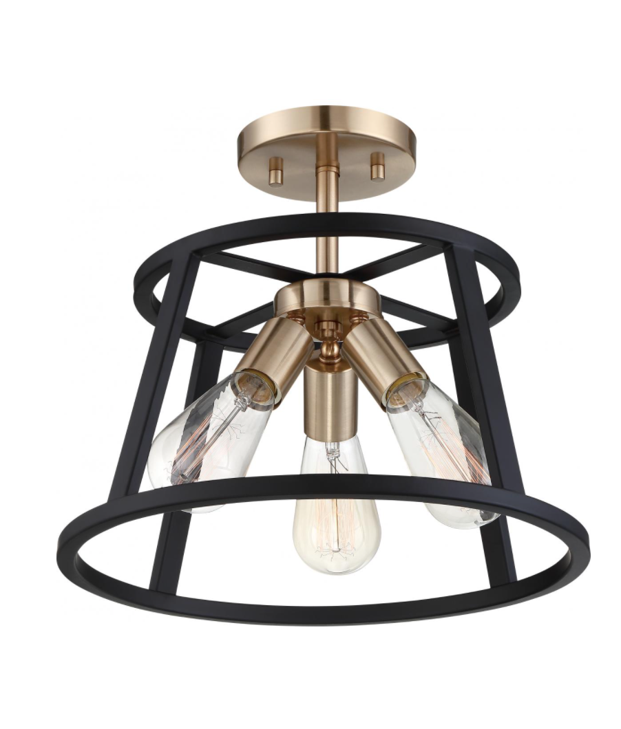 Cassie Copper Brass & Black Semi Flush Mount