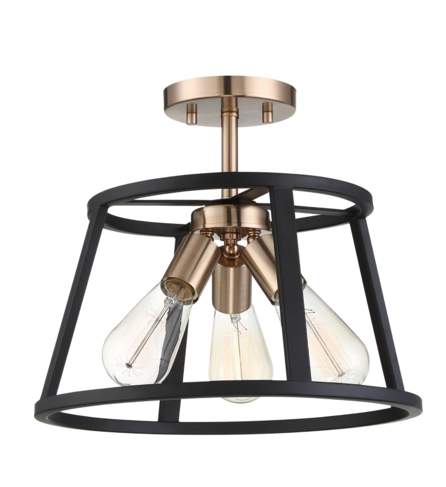 Cassie Copper Brass & Black Semi Flush Mount