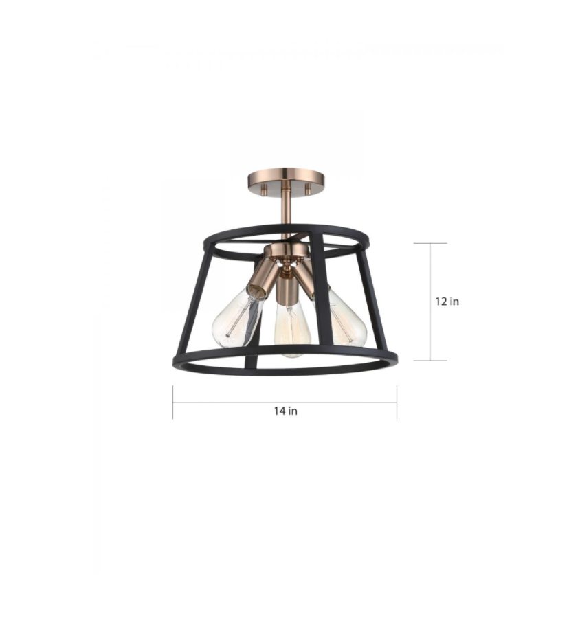 Cassie Copper Brass & Black Semi Flush Mount