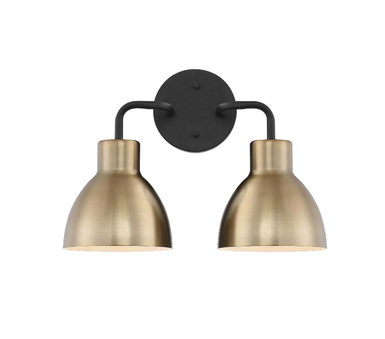 Naomi Matte Black & Brass Vanity Light