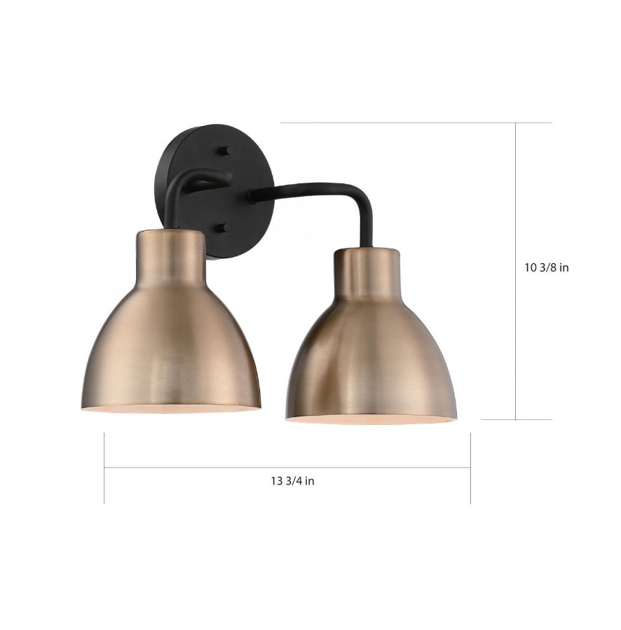 Naomi Matte Black & Brass Vanity Light