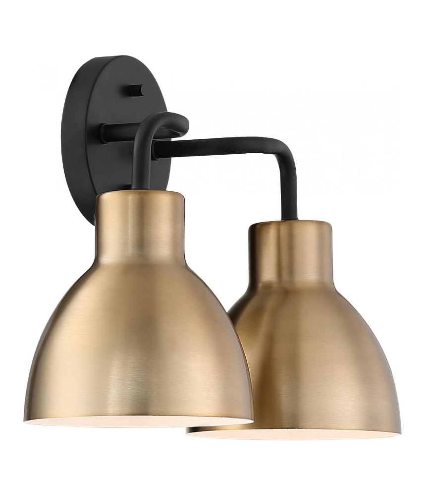Naomi Matte Black & Brass Vanity Light