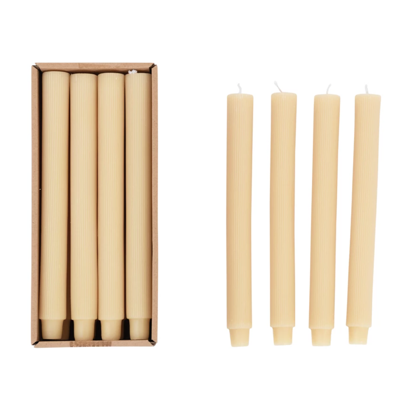 Unscented Pleated Taper Candles - Set of 12