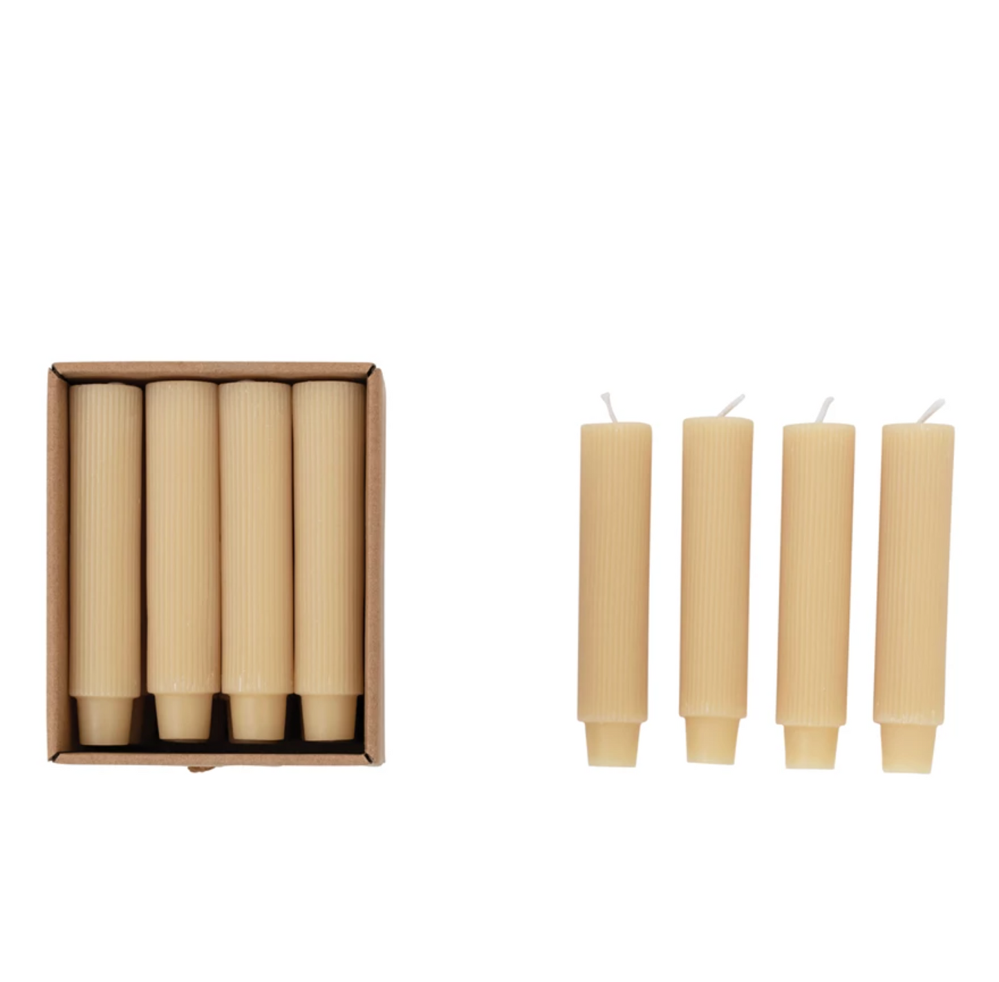 Unscented Pleated Taper Candles - Set of 12