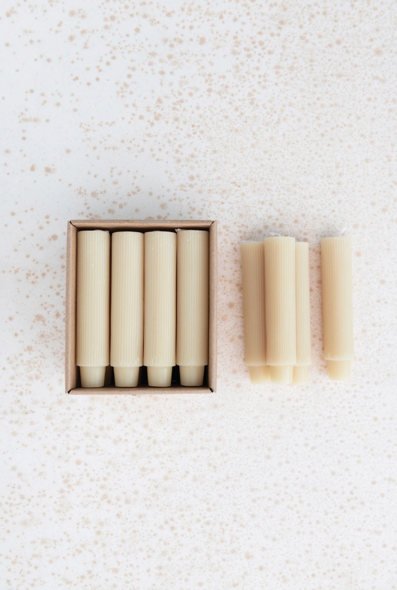 Unscented Pleated Taper Candles - Set of 12