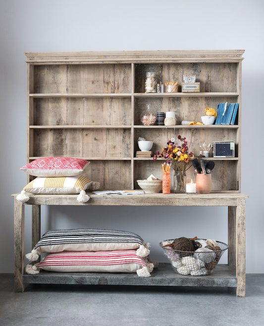 Reclaimed 2-Piece Wood & Metal Hutch