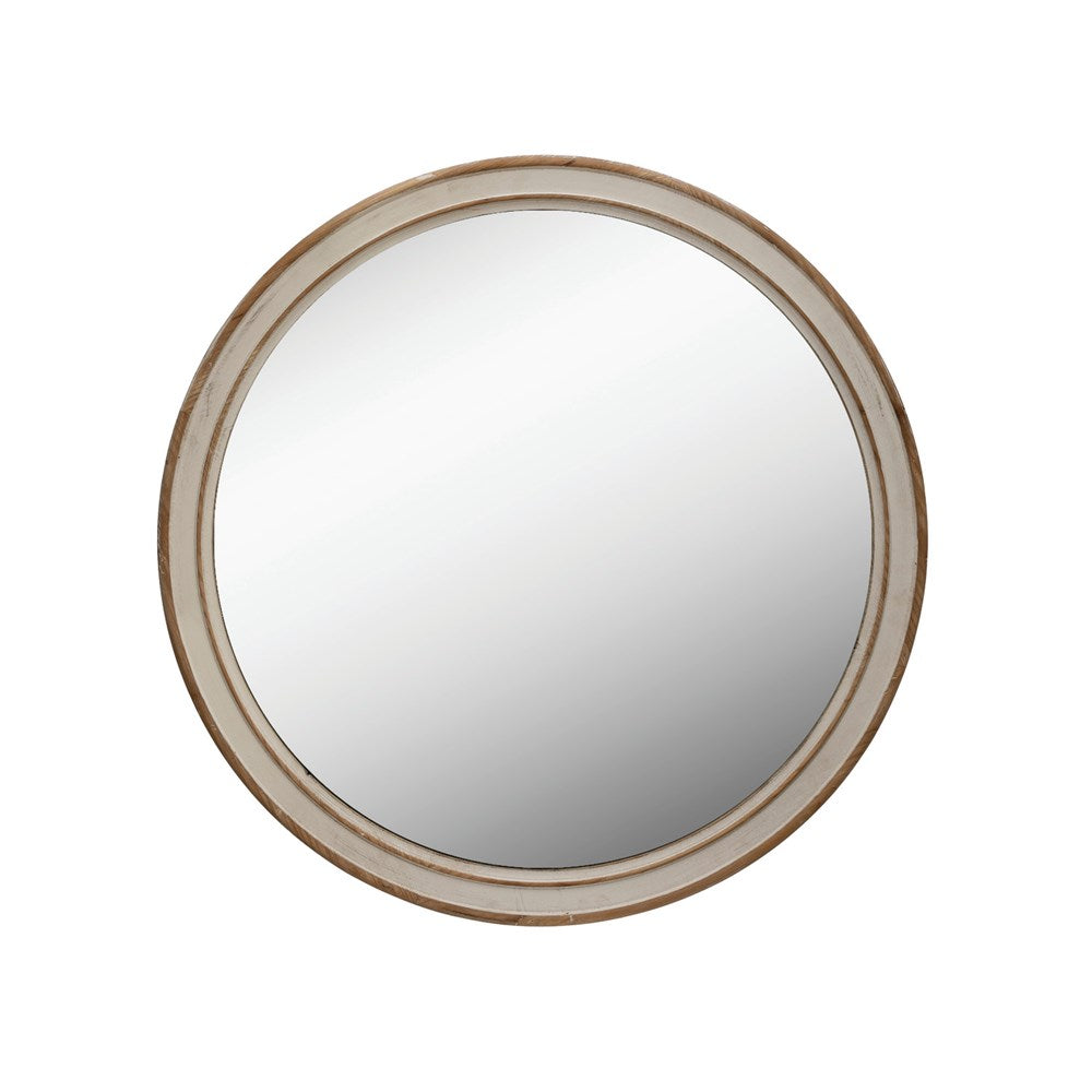 Dani Round Wood Framed Wall Mirror