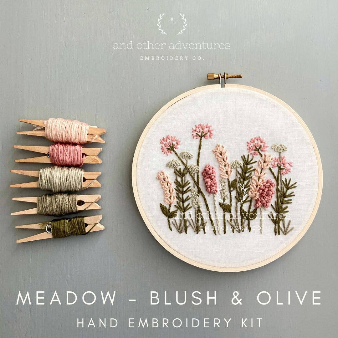 Meadow in Blush & Olive Embroidery Kit