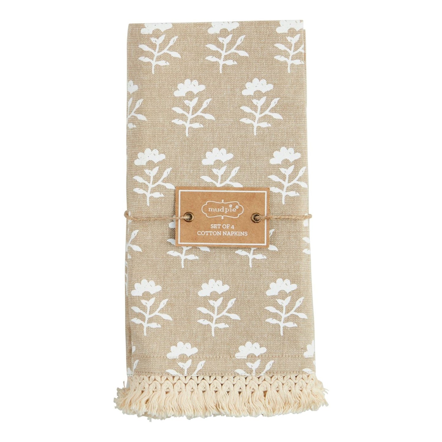 Floral Tan/White Napkin Set