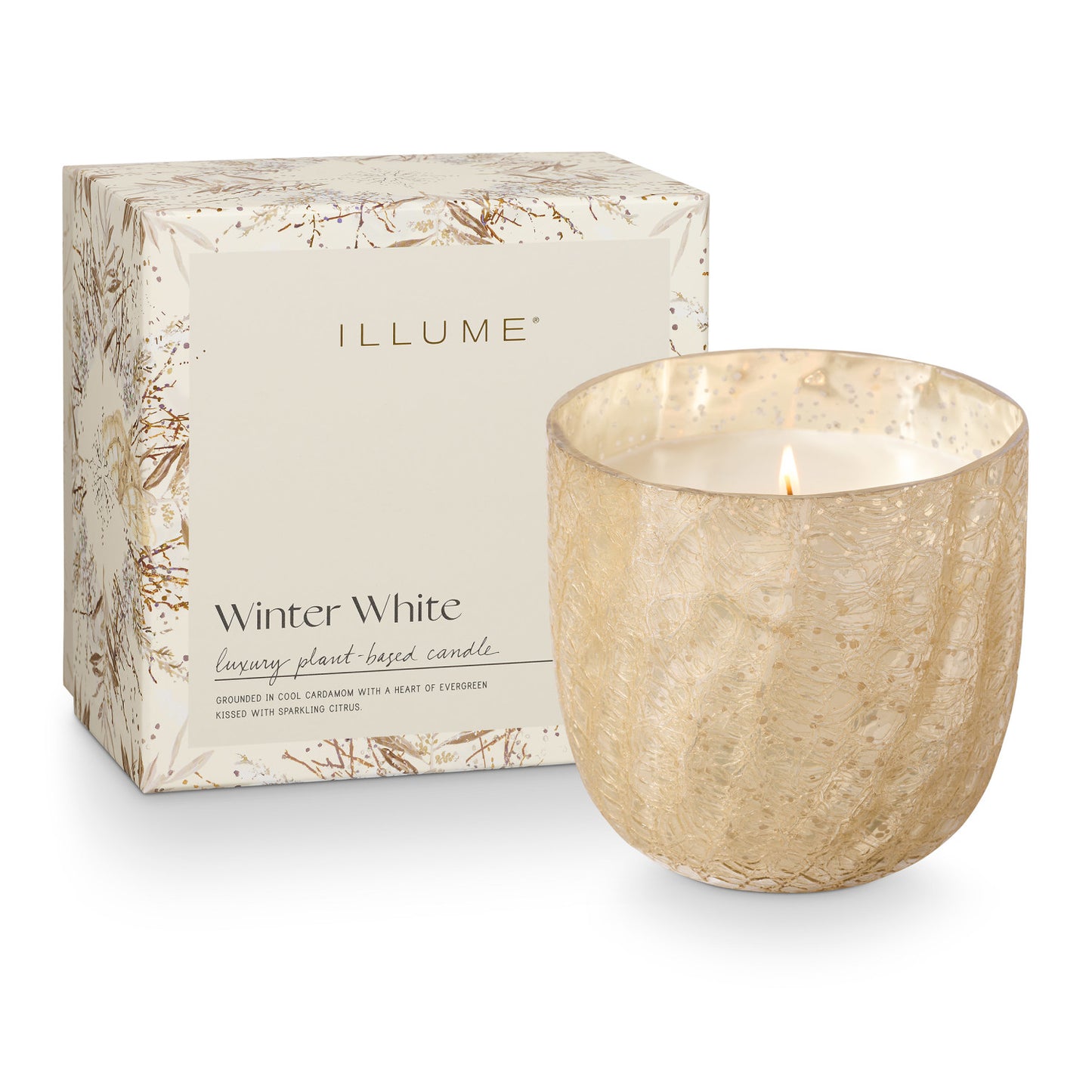 Large Boxed Crackle Glass Candle