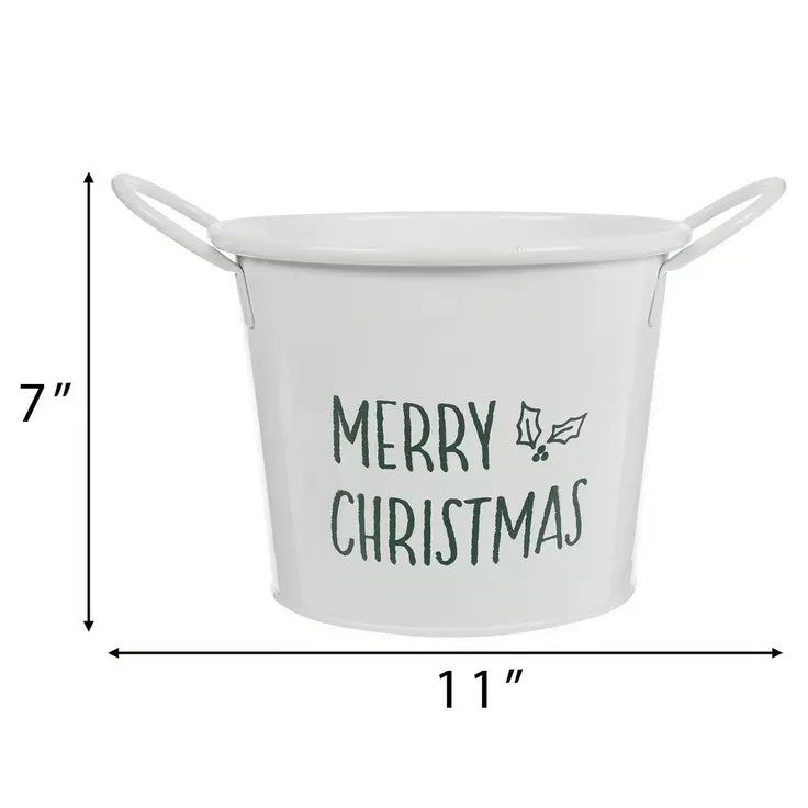 Metal Christmas Buckets w/ Handles