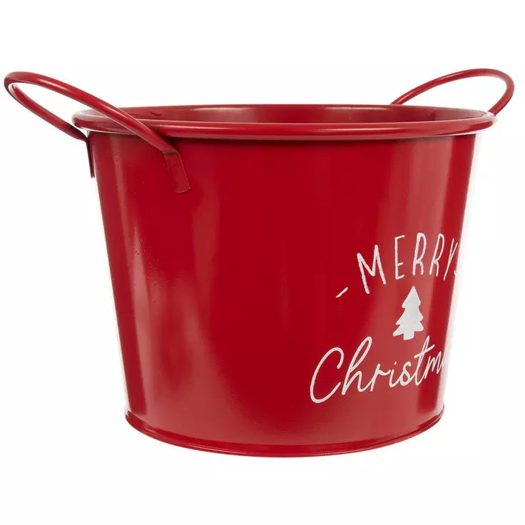 Metal Christmas Buckets w/ Handles