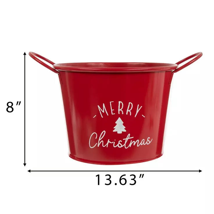 Metal Christmas Buckets w/ Handles