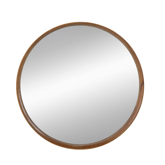 Round Wooden Accent Mirror