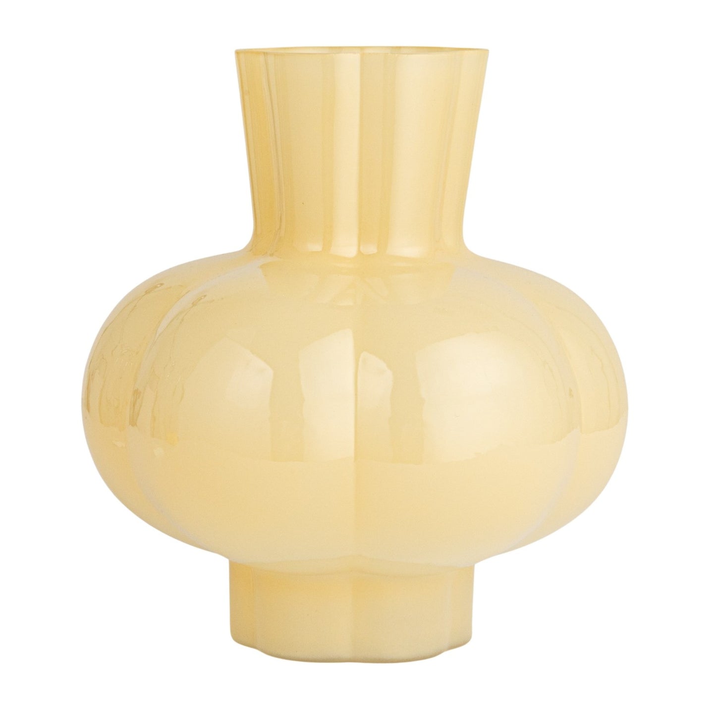 Opaque Yellow Pleated Vase